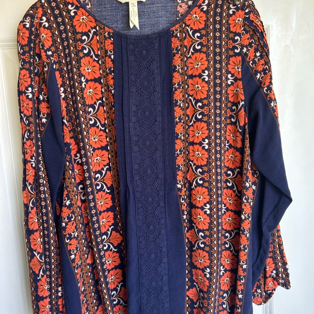 Matilda Jane Navy and Orange Floral Blouse